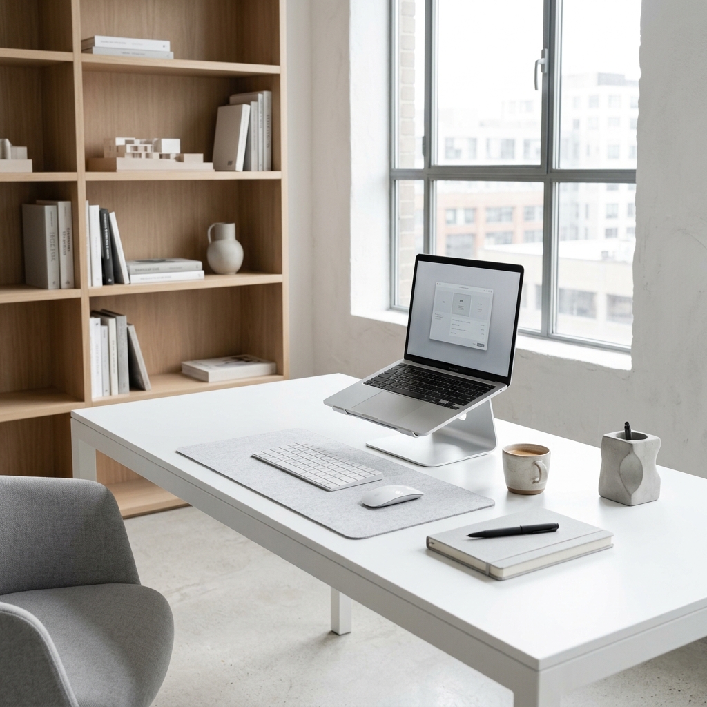 Clean Minimalist Office Desk Setup